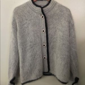 Venesha Women’s Grey Angora Cardigan Sweater